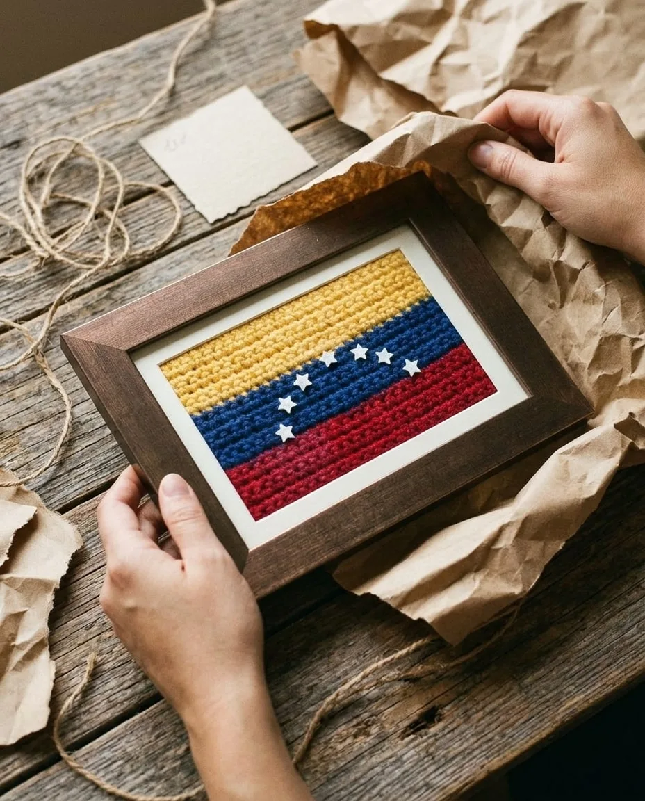 Ilustración con IA: modelo con Cuadro Bandera de Venezuela