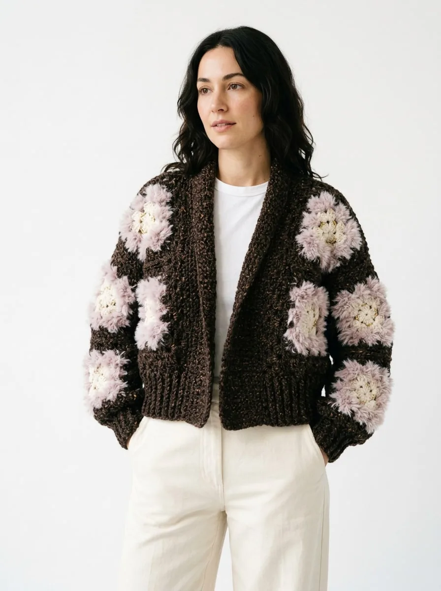 Ilustración con IA: modelo con Chaqueta Cacao
